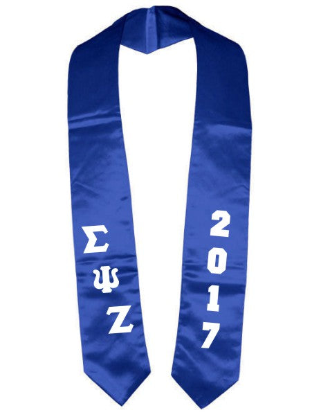 Sigma Psi Zeta Slanted Grad Stole with Letters & Year