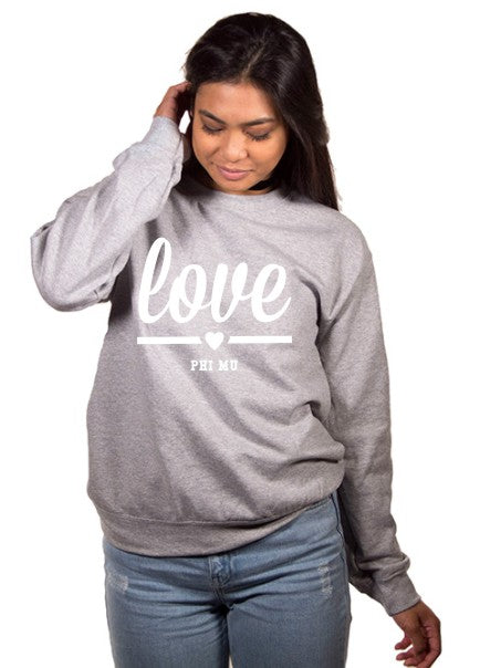 Phi Mu Love Crew Neck Sweatshirt