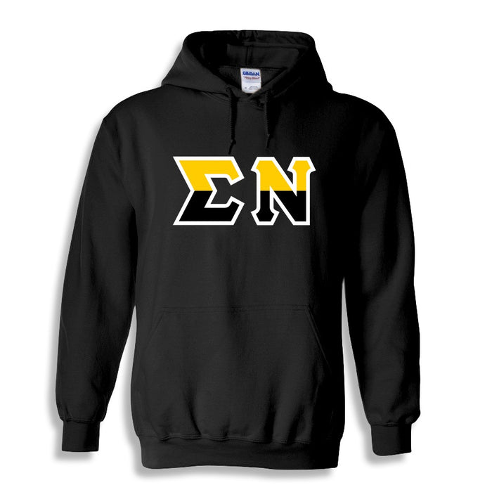 Sigma Nu Two Toned Lettered Hooded Sweatshirt