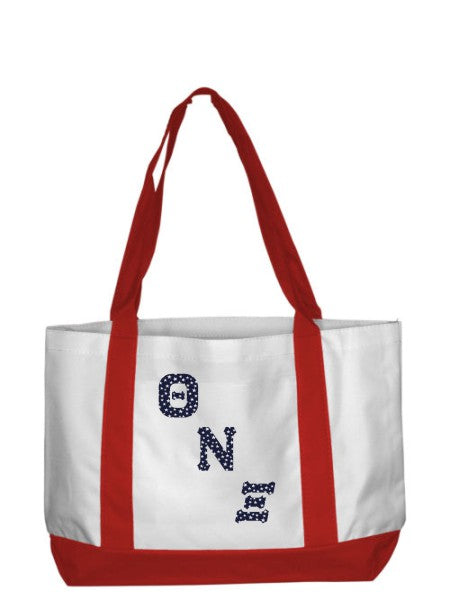 Theta Nu Xi 2-Tone Boat Tote with Sewn-On Letters