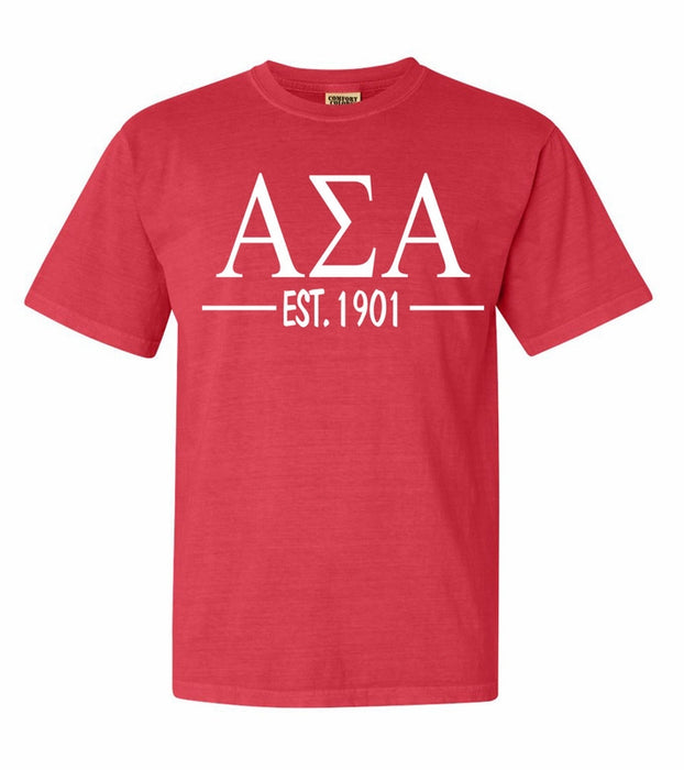 Alpha Sigma Alpha Comfort Colors Established Sorority T-Shirt
