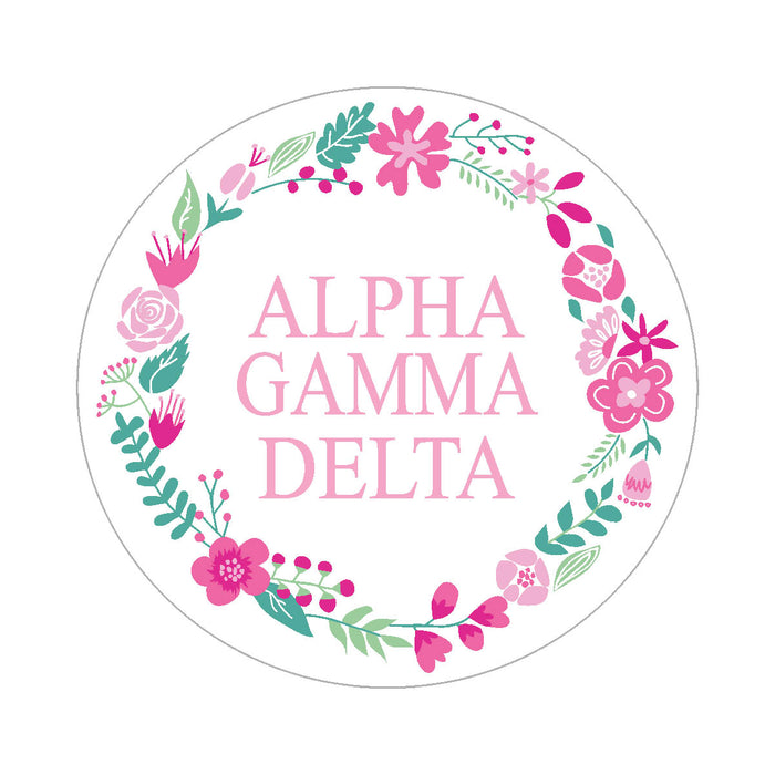 Alpha Gamma Delta Floral Wreath Sticker