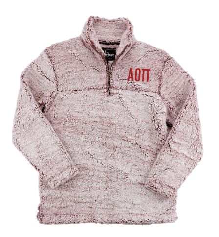 Alpha Omicron Pi Embroidered Sherpa Quarter Zip Pullover