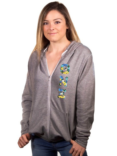 Theta Nu Xi Unisex Full-Zip Hoodie with Sewn-On Letters