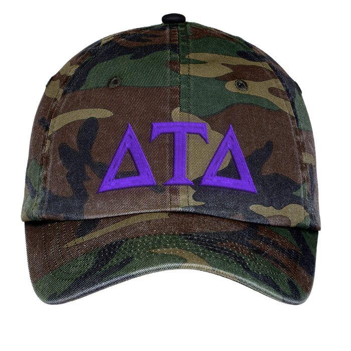 Delta Tau Delta Letters Embroidered Camouflage Hat