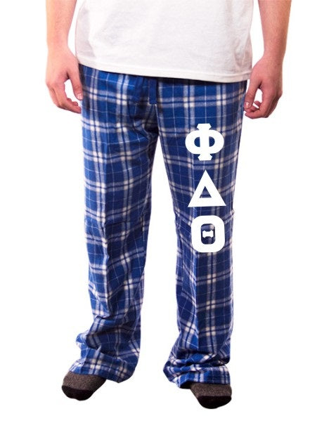Phi Delta Theta Pajama Pants with Sewn-On Letters