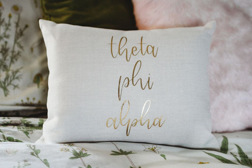Theta Phi Alpha Gold Print Throw Pillow