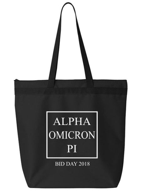 Alpha Omicron Pi Box Stacked Event Tote Bag