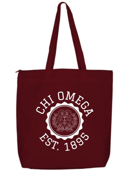 Chi Omega Crest Seal Tote Bag