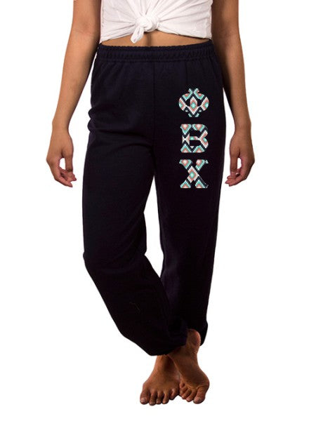 Phi Beta Chi Sweatpants with Sewn-On Letters