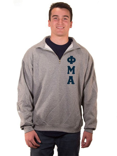 Sweatshirts Quarter-Zip with Sewn-On Letters