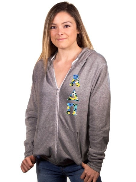 Alpha Delta Pi Fleece Full-Zip Hoodie with Sewn-On Letters