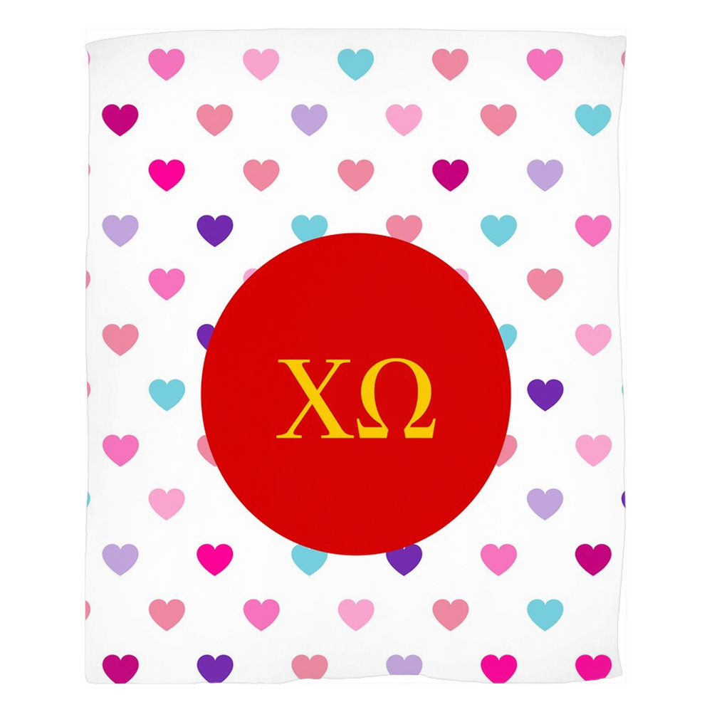 Chi Omega Hearts Fleece Blankets Chi Omega Hearts Fleece Blankets