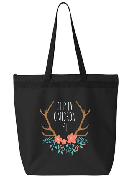 Alpha Omicron Pi Antler Tote Bag