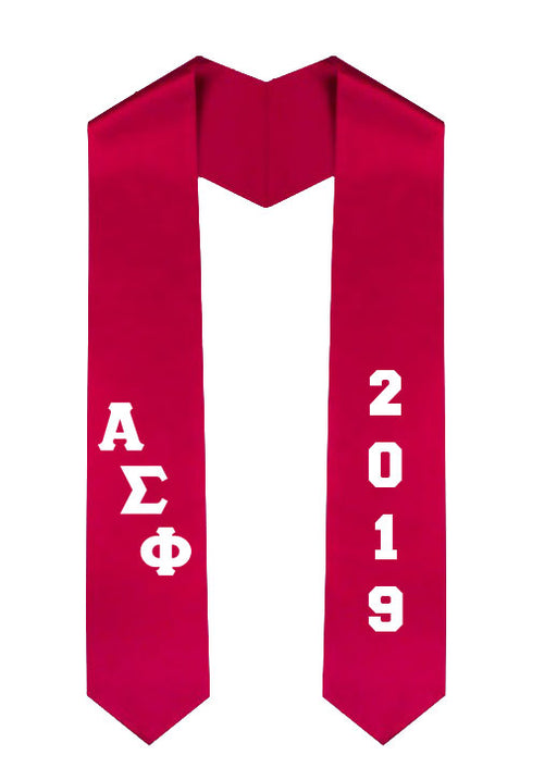 Alpha Sigma Phi Slanted Grad Stole with Letters & Year
