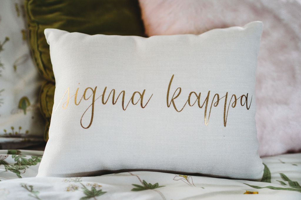 Sigma Kappa Gold Print Throw Pillow