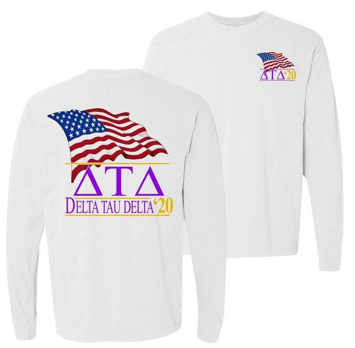 Delta Tau Delta Patriot Flag Comfort Colors Long Tee