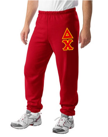 Delta Chi Sweatpants with Sewn-On Letters