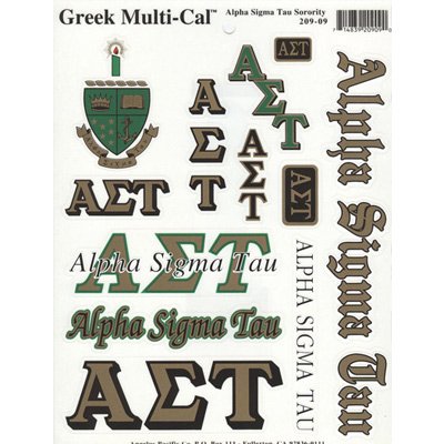 Alpha Sigma Tau Multi Greek Decal Sticker Sheet