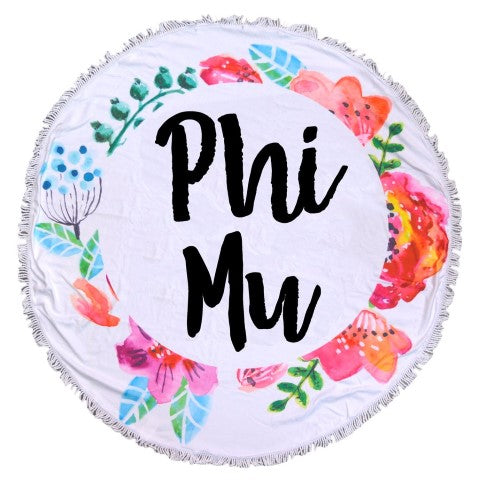 Phi Mu Floral Fringe Towel Blanket