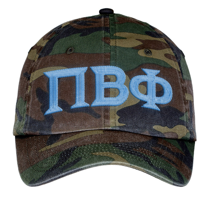 Pi Beta Phi Letters Embroidered Camouflage Hat