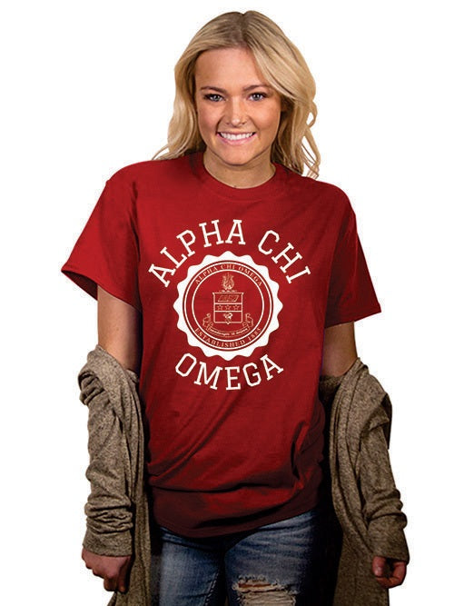 Alpha Chi Omega Crest Crewneck T-Shirt