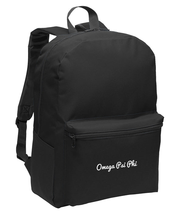 Omega Psi Phi Cursive Embroidered Backpack