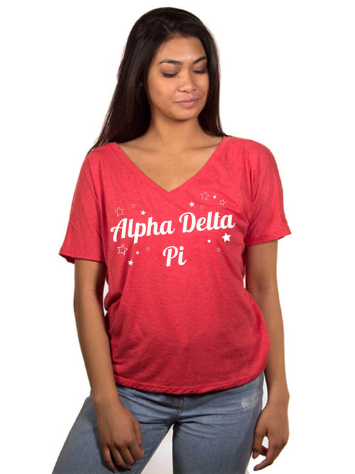 Alpha Delta Pi Star Flowy V-Neck