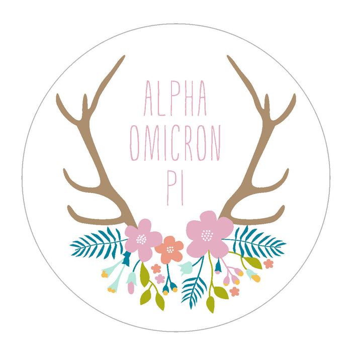 Alpha Omicron Pi Floral Antler Sticker