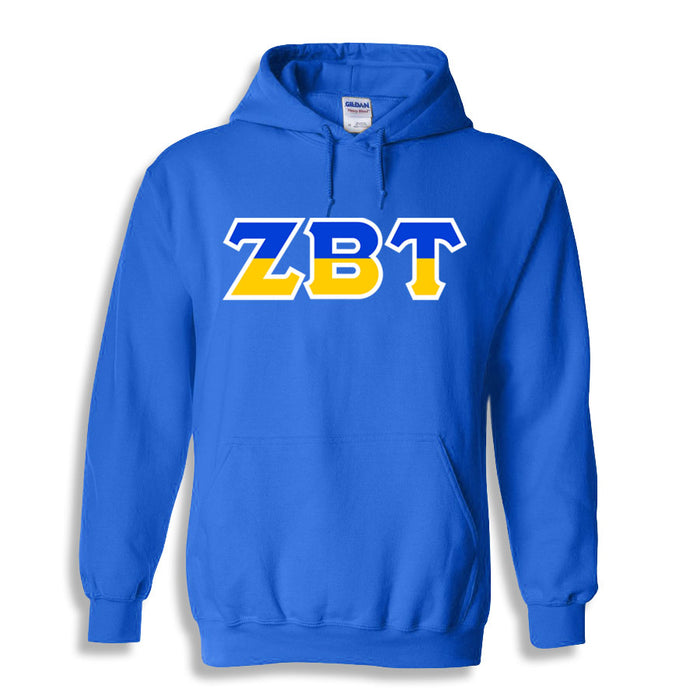 Zeta Beta Tau Two Toned Lettered Hooded Sweatshirt