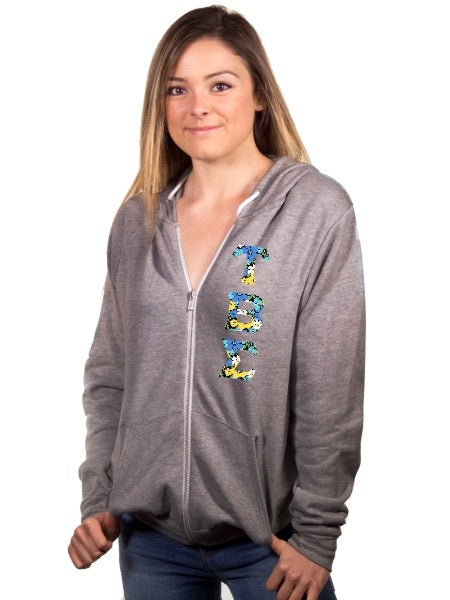 Tau Beta Sigma Fleece Full-Zip Hoodie with Sewn-On Letters