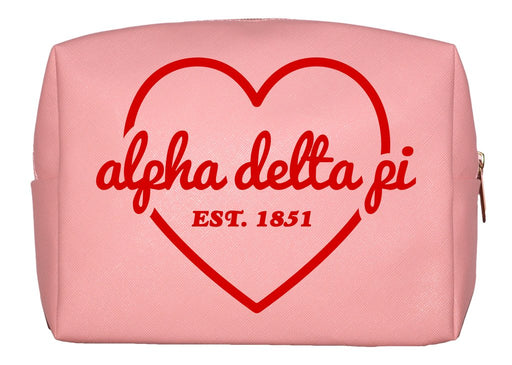 Alpha Delta Pi Pink w/Red Heart Makeup Bag