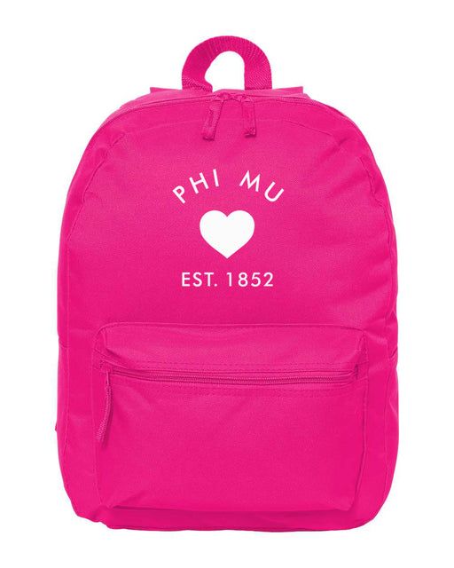 Phi Mu Mascot Embroidered Backpack