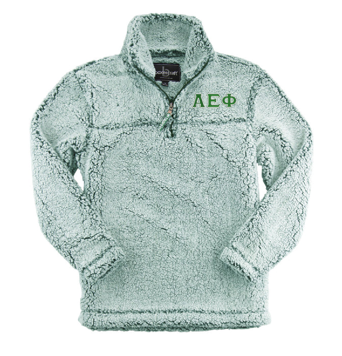 Alpha Epsilon Phi Embroidered Sherpa Quarter Zip Pullover