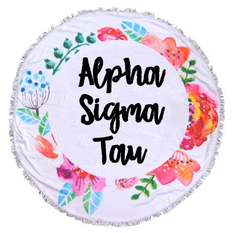 Alpha Sigma Tau Floral Fringe Towel Blanket