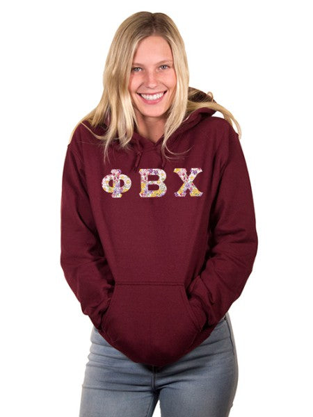 Phi Beta Chi Unisex Hooded Sweatshirt with Sewn-On Letters