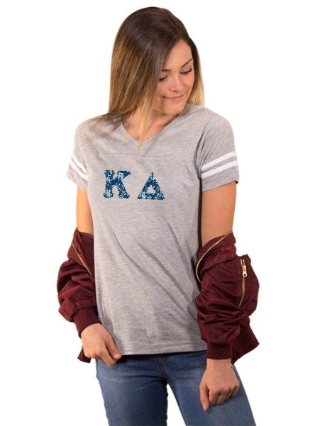 Kappa Delta Football Tee Shirt with Sewn-On Letters
