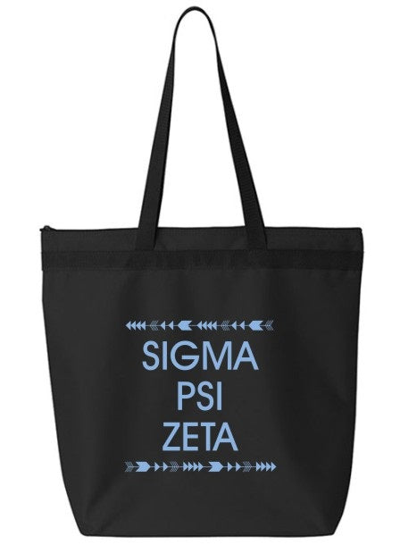 Sigma Psi Zeta Arrow Top Bottom Tote Bag