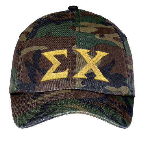 Sigma Chi Letters Embroidered Camouflage Hat