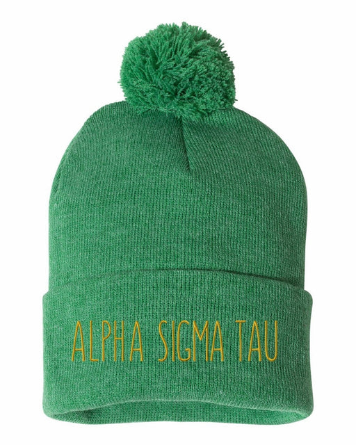 Alpha Sigma Tau Sorority Beanie With Pom Pom