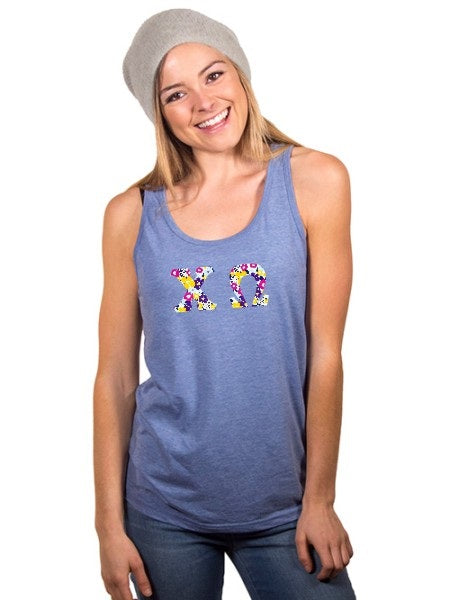 Chi Omega Unisex Tank Top with Sewn-On Letters