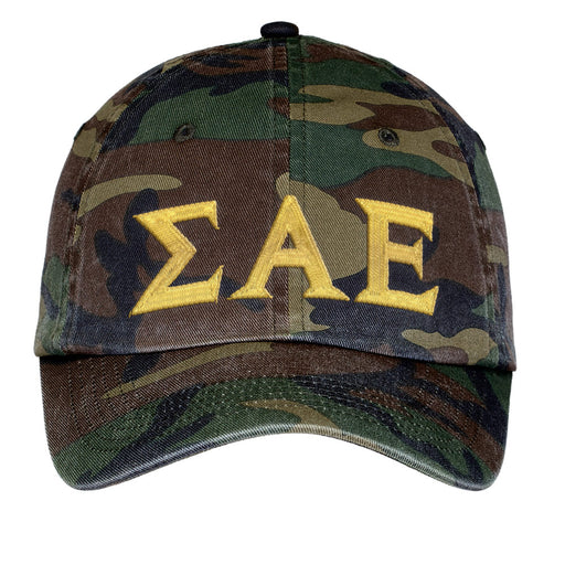 Sigma Alpha Epsilon Letters Embroidered Camouflage Hat