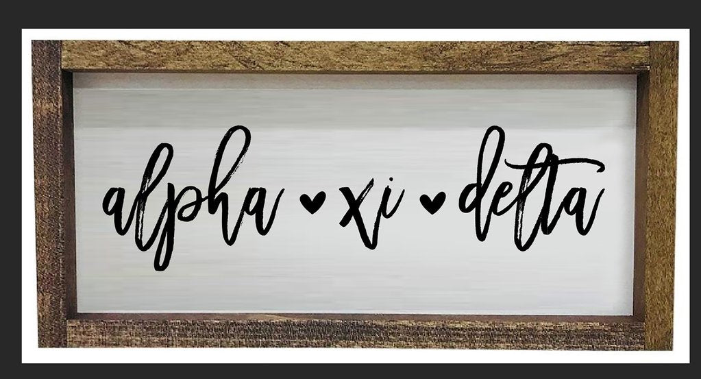 Alpha Xi Delta Script Wooden Sign