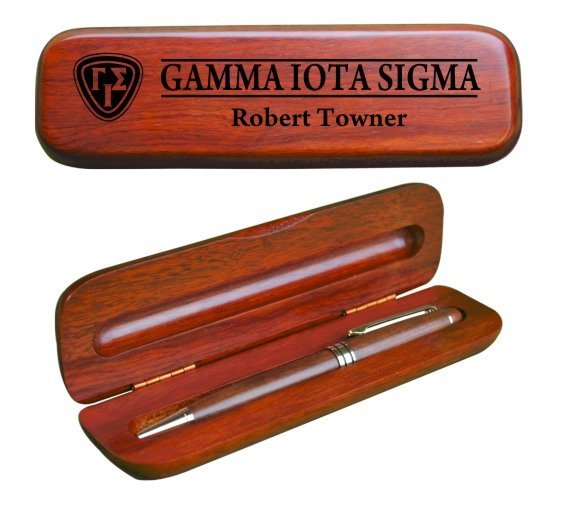 Gamma Iota Sigma Wooden Pen Case & Pen