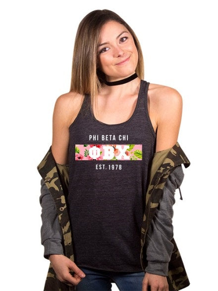 Phi Beta Chi Floral Letter Box Flowy Tank