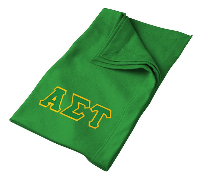 Alpha Sigma Tau Greek Twill Lettered Sweatshirt Blanket