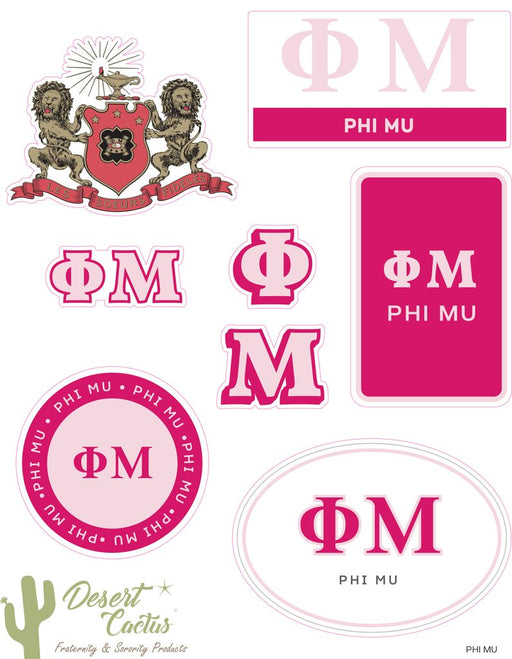 Phi Mu Traditional Decal Set