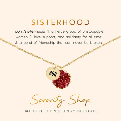 Alpha Omicron Pi Sisterhood Druzy Necklace