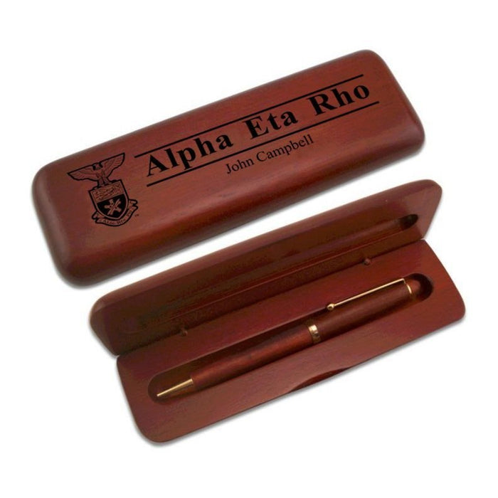 Alpha Eta Rho Wooden Pen Case & Pen