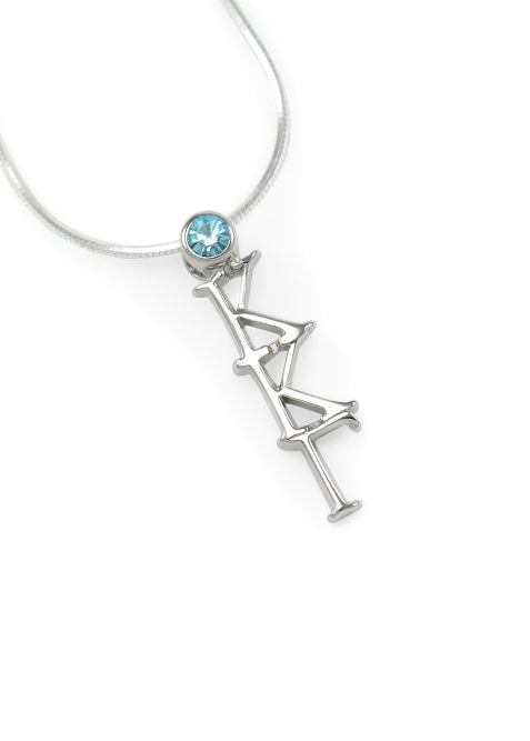 Kappa Kappa Gamma Sterling Silver Lavaliere Pendant with Swarovski Crystal